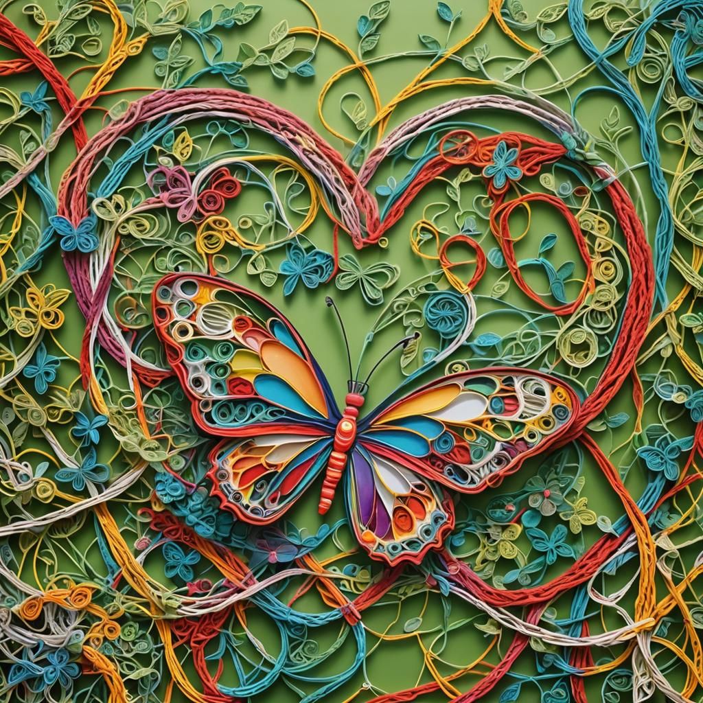 Butterfly of Love in Fertile Garden: Abstract Art