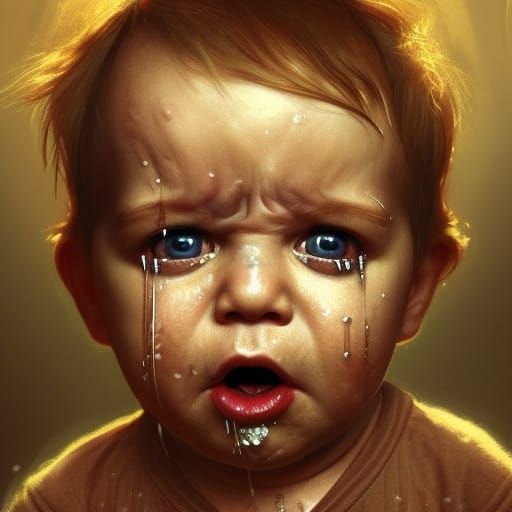 Sadness in the eyes of a baby