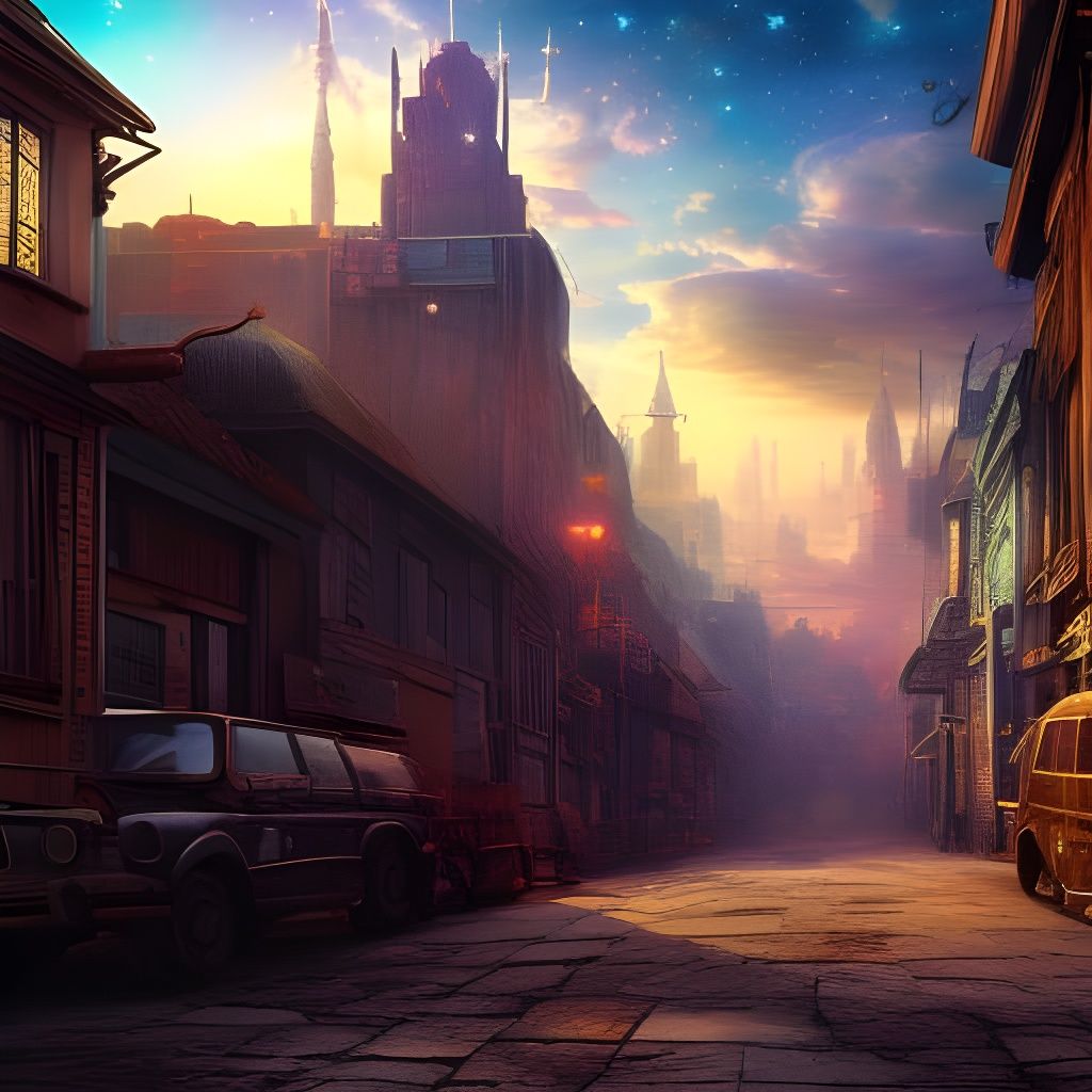 Steampunk Starry Sky Above Junk City