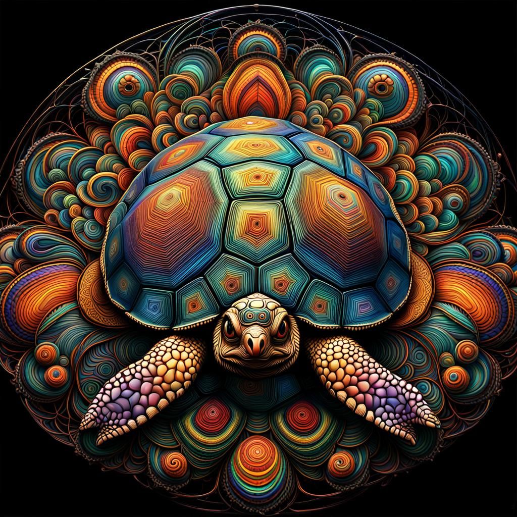 Spirograph Turtle with Quantum Shininess in HDR