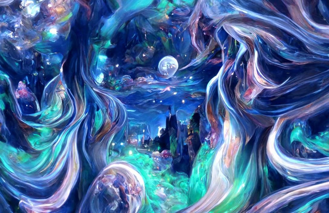 Iridescent Starry Night Sky in Anime Style