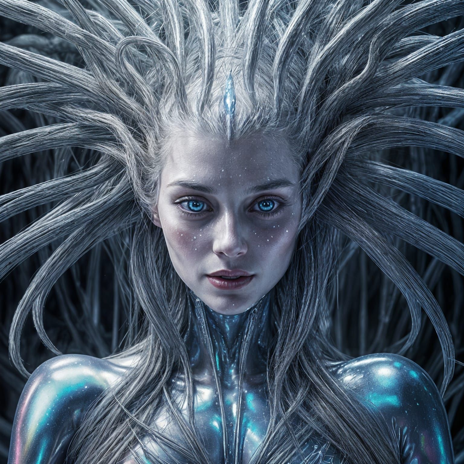 Exotic Alien Woman with Floral Eyes