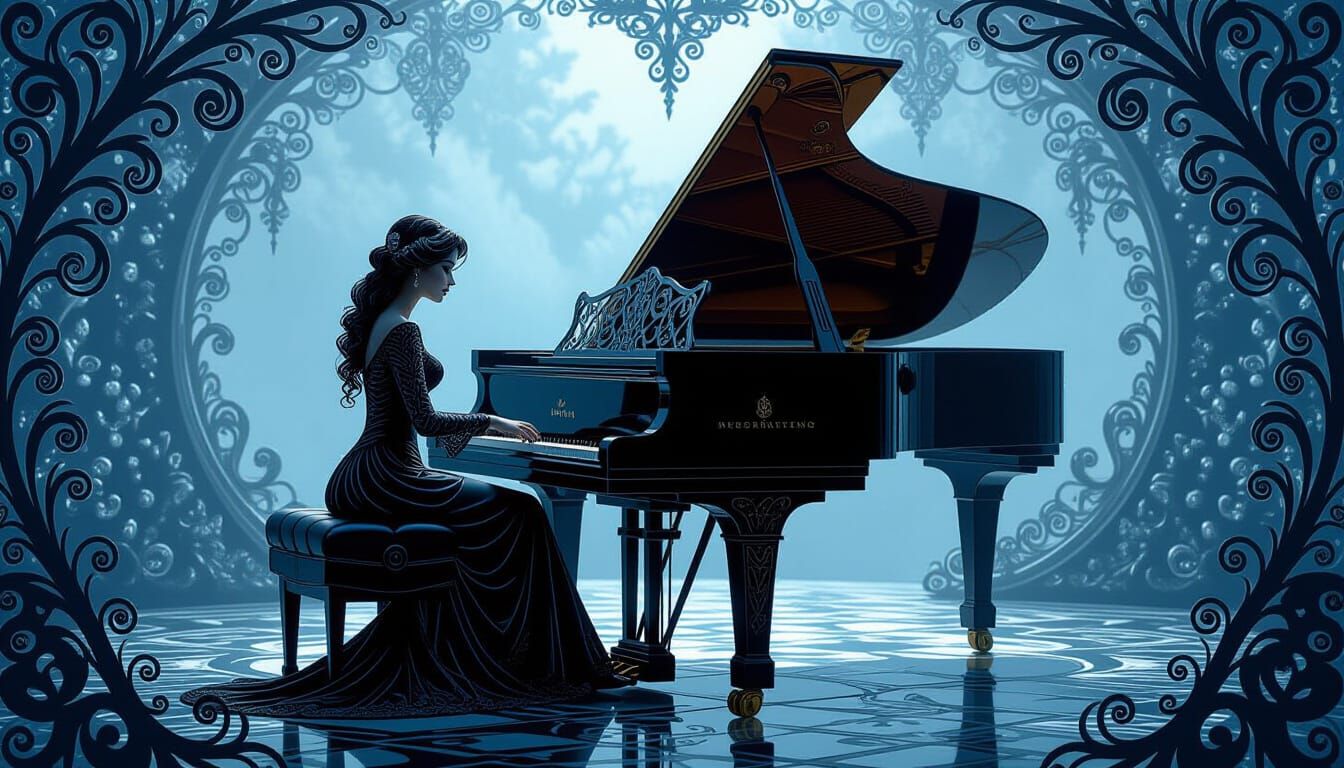 Beethoven's Magic Piano with Filigree Silhouettes
