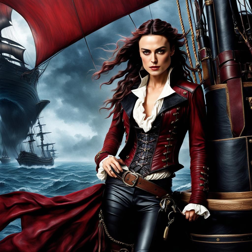 Keira Knightley as Sensual Pirate in Leather
