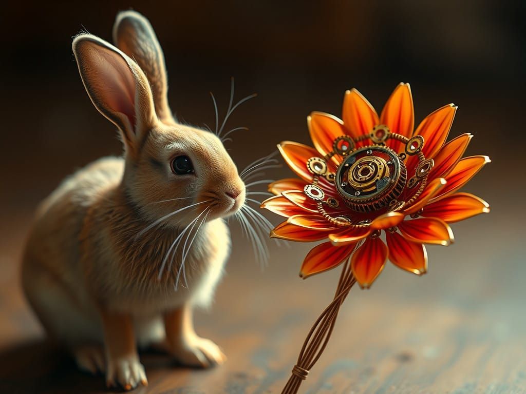 Rabbit Discovers Mechanical Chrysanthemum's Industrial Beaut...