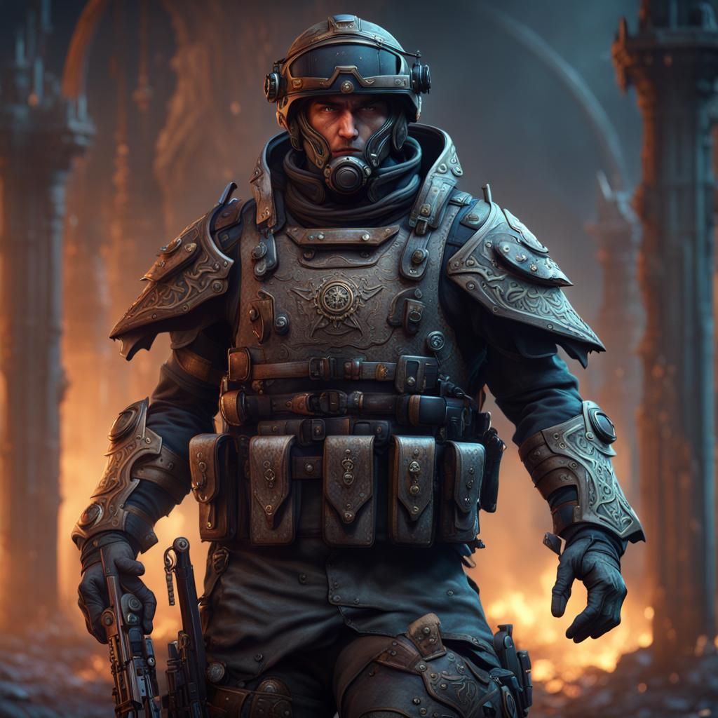 Detailed Matte Painting of a Soldier