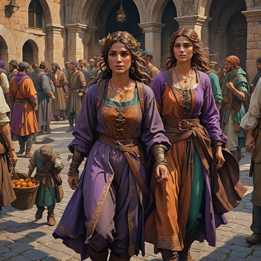 Medieval Italian Peasant Woman in Dark Fantasy Style