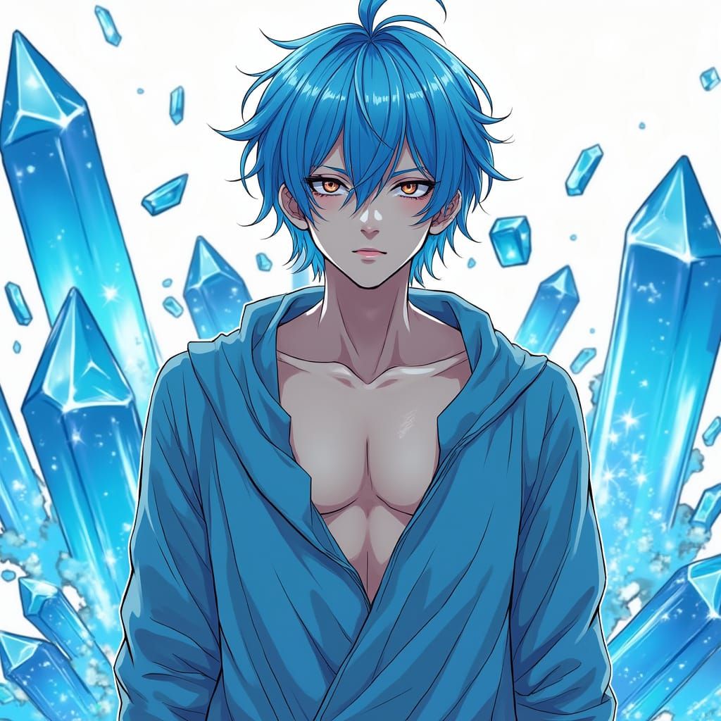 Anime Crystal King with Crown and Muscular Body