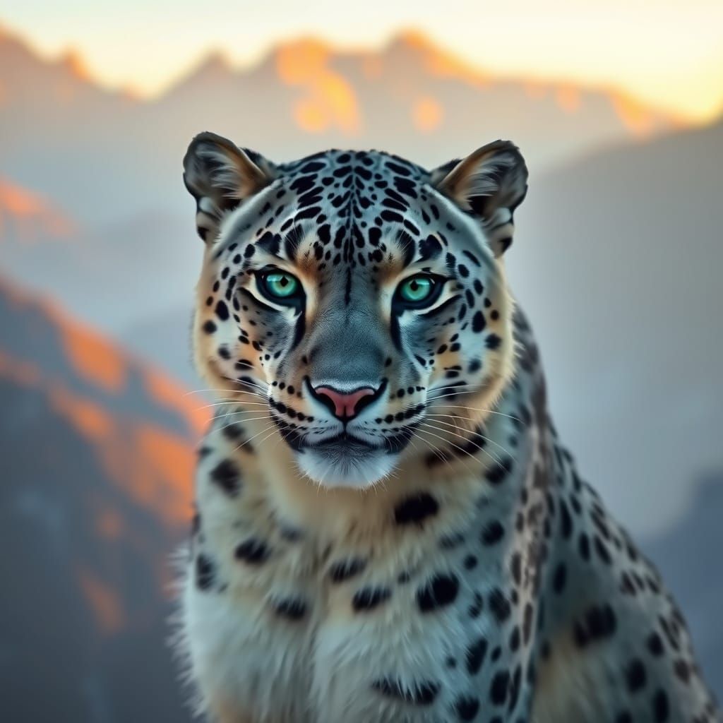 Ethereal Himalayan Snow Leopard in Impressionist Style