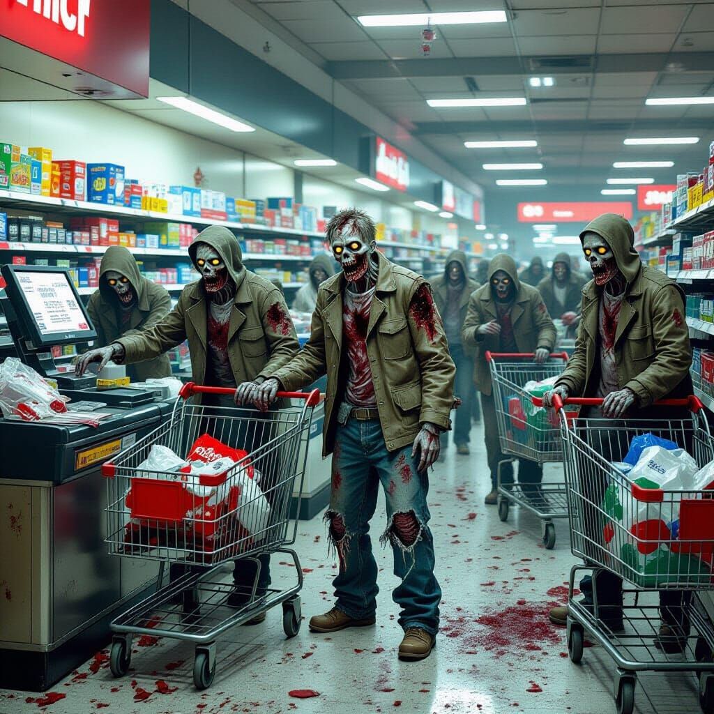 Zombie Apocalypse at the Supermarket Checkout