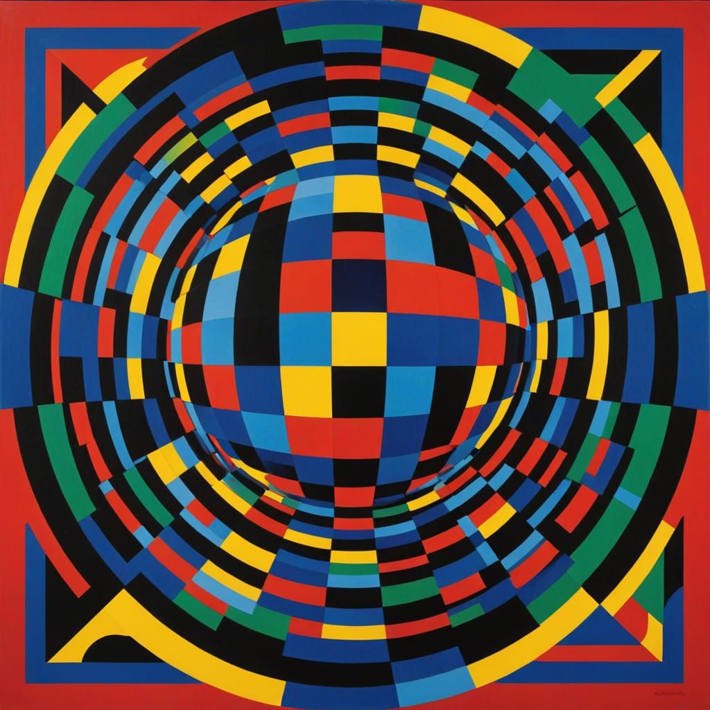 Dynamic Life in Op Art Style