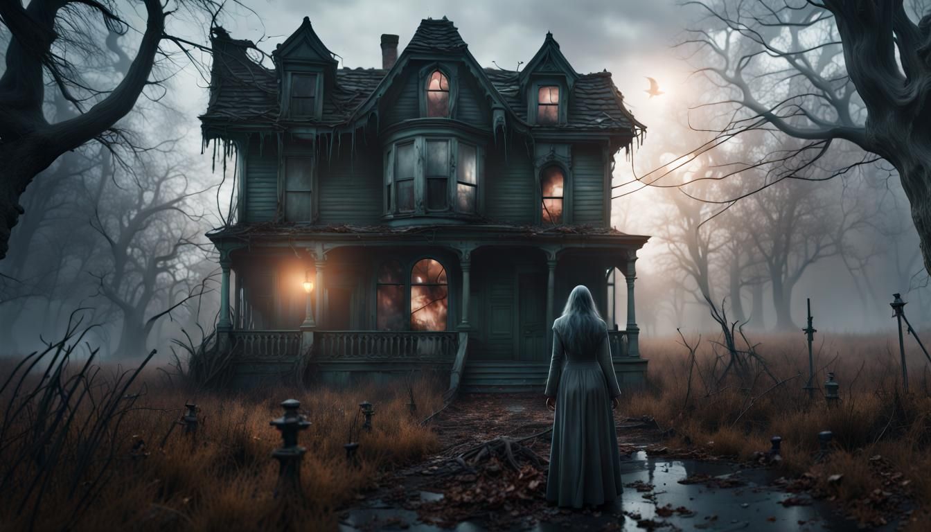 Haunted creepy village in the woods