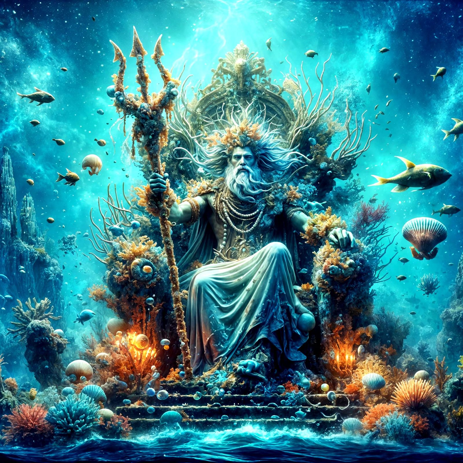 Poseidon's Coral Throne: Mythic Deity of the Sea