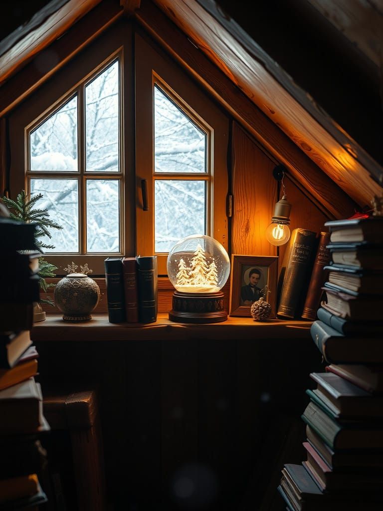 Whimsical Storybook Attic in Warm Golden Light
