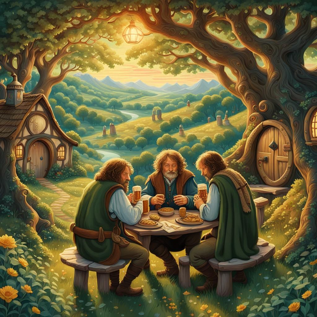 Hobbits Celebrate in the Shire as Folk Art