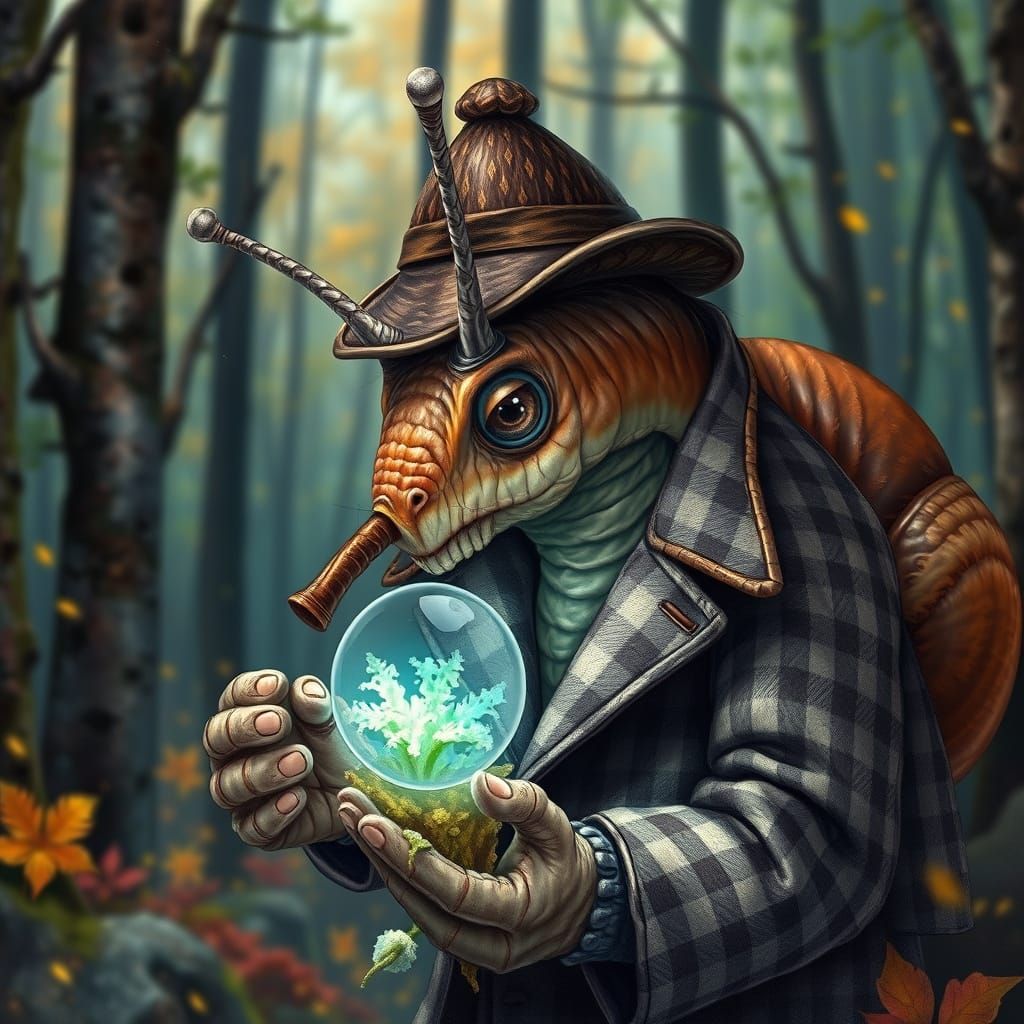 Sherlock Snail: A Whimsical Fairytale Illustration