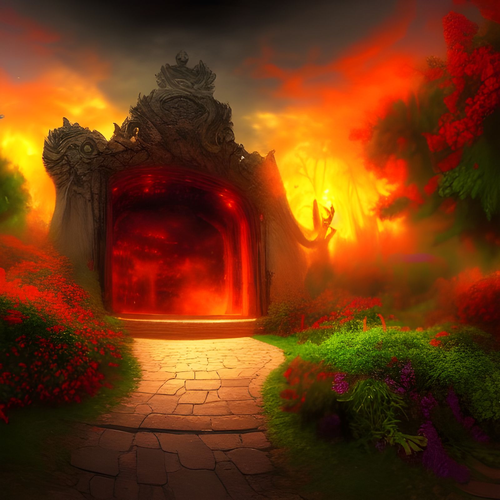 Hyperdetailed Entrance to Hell in 8K Resolution