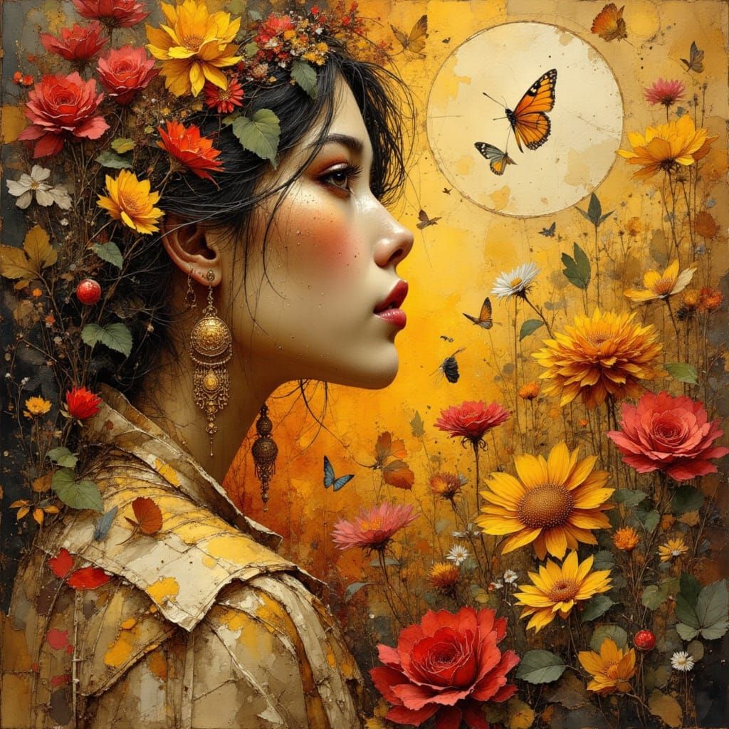 Glamorous Ink Art Portrait of an Earthy Warrior