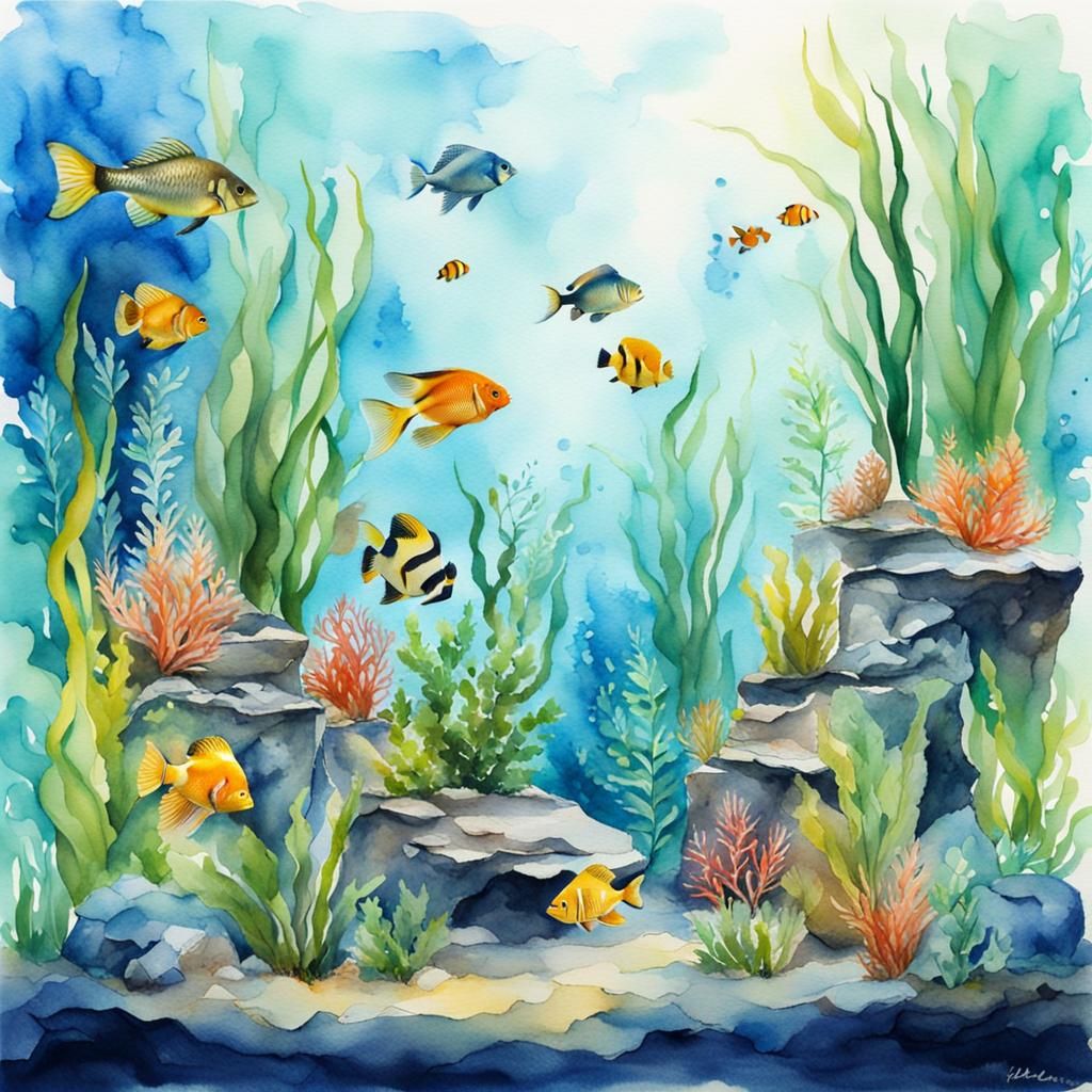 Fish in the wild underwater habitat.