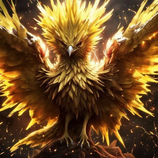 Photorealistic Zapdos Pokemon in Dramatic Lighting