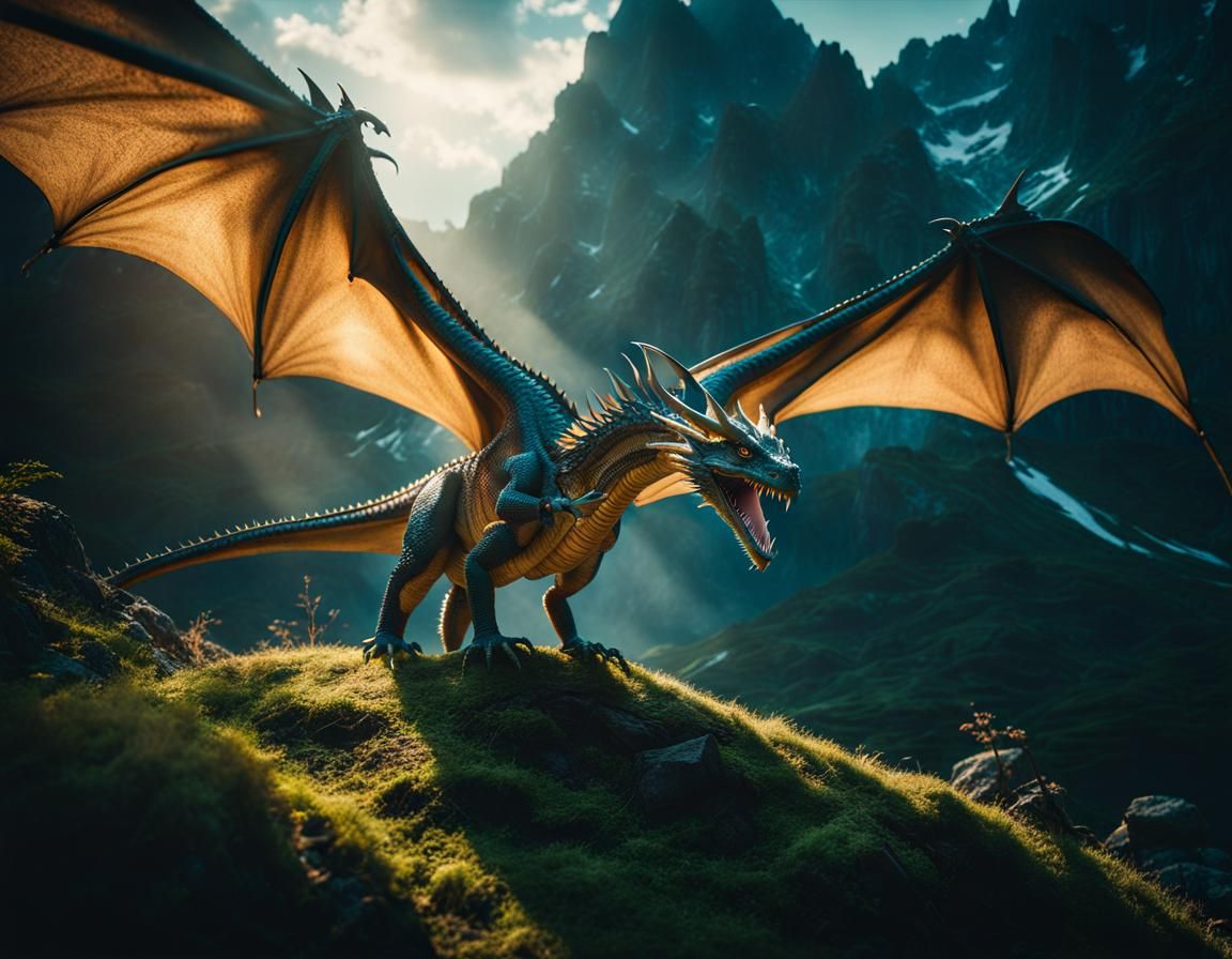 Cinematic Dragon with Atmospheric Lighting