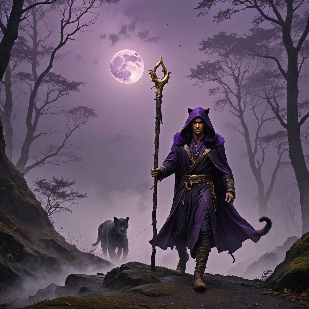 Mysterious Panther Scryer in Dark Fantasy Style
