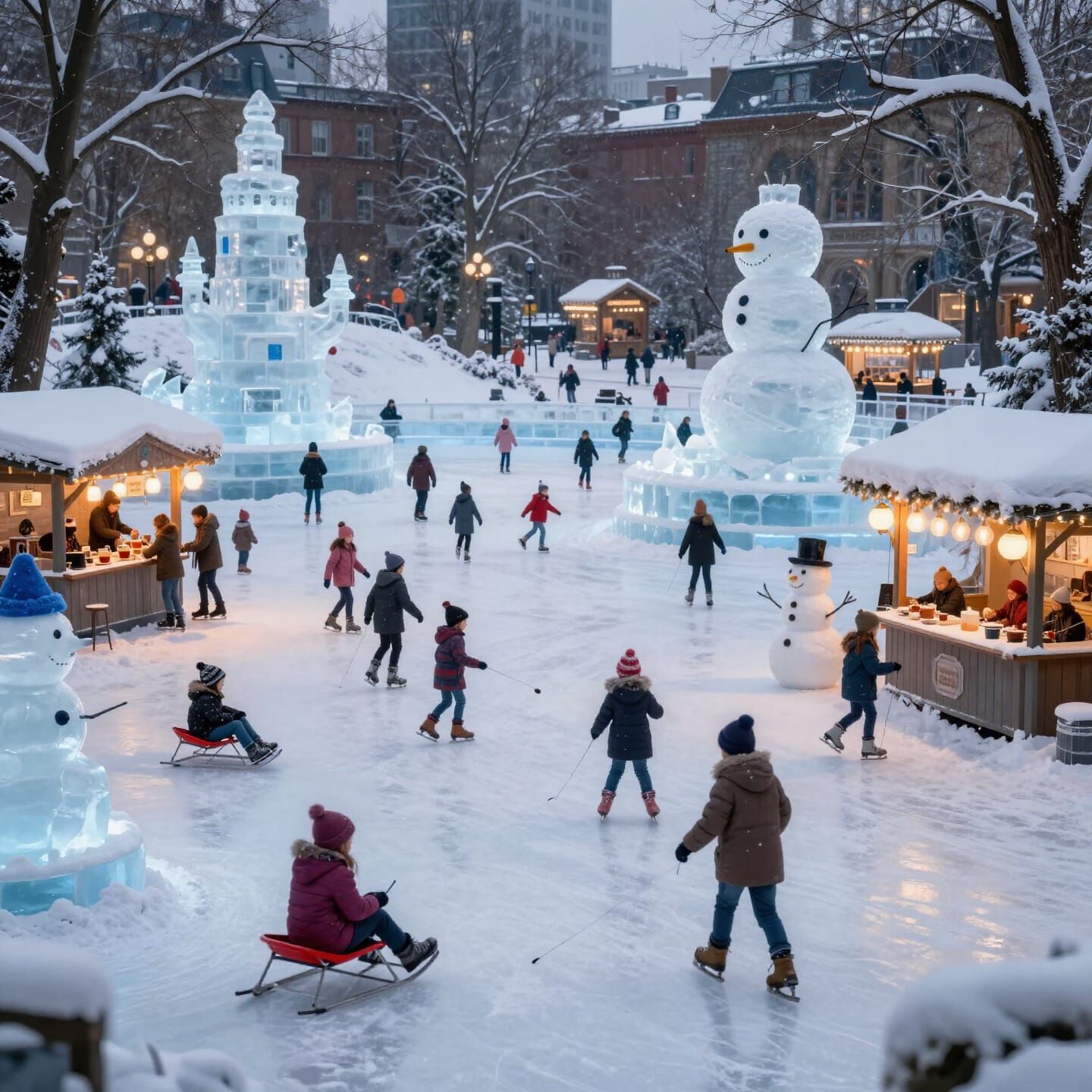 Magical Winter City Park Scene for Children