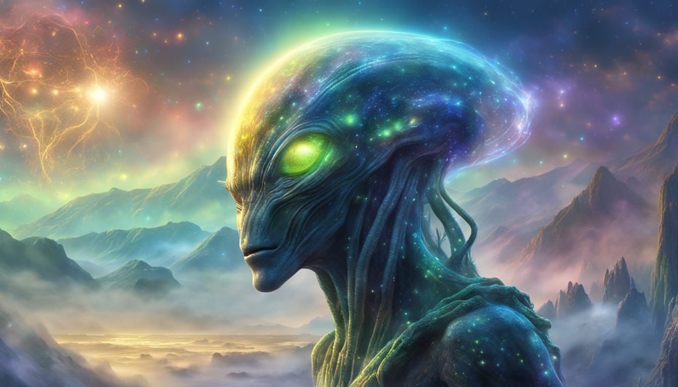 Ethereal Alien Portrait in a Fantasy Landscape