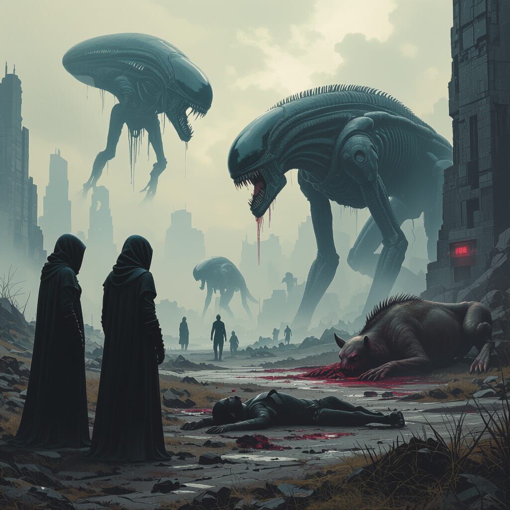 Aliens Observe Humans Attacked in Dystopian Sci-Fi