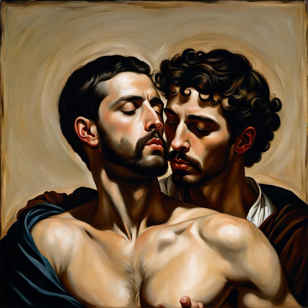 Passionate Embrace: A Kiss in Baroque Style