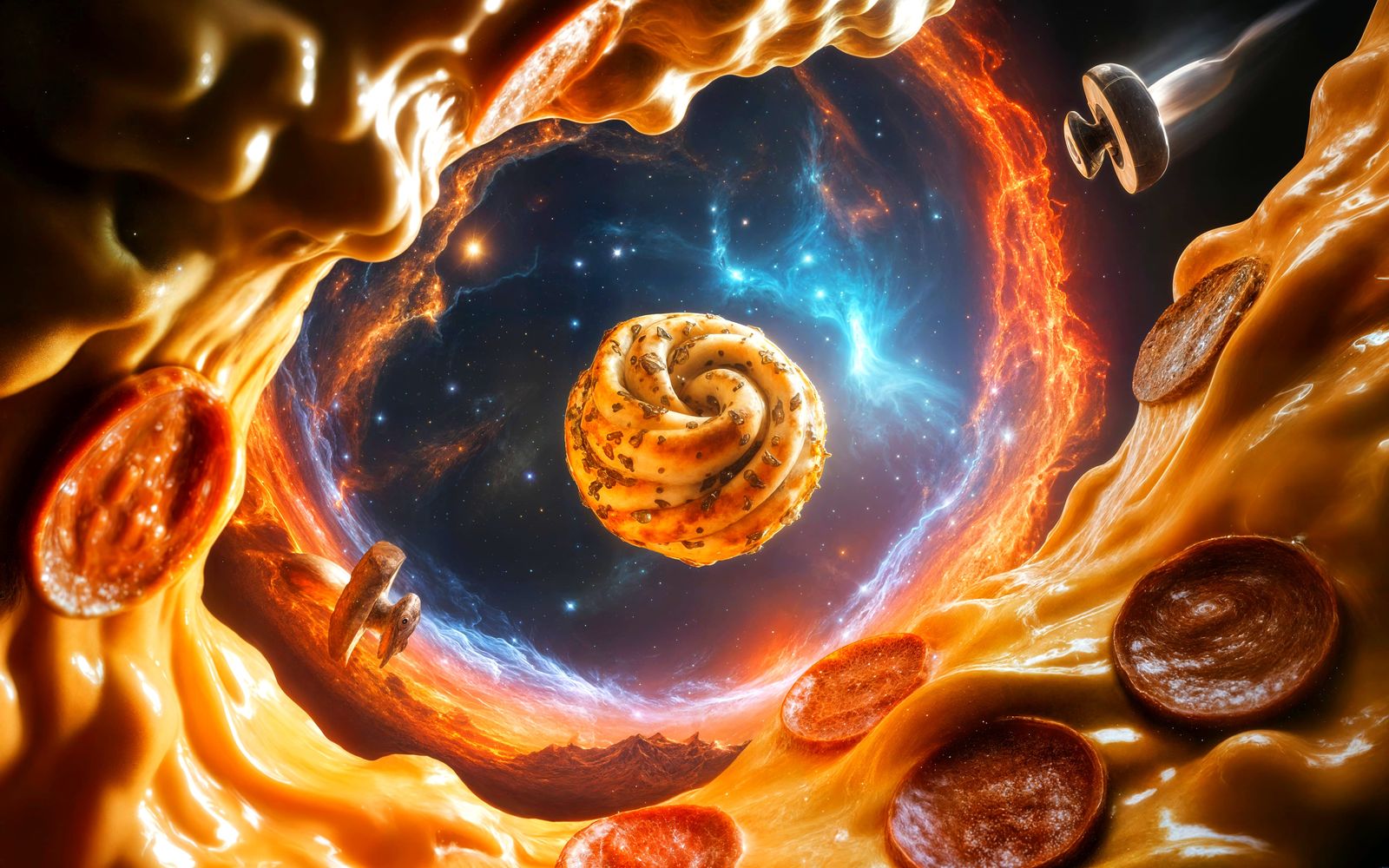 "Captain, the queso & pepperoni nebula leads to a universe with perfect garlic rolls." "Ensign, Engage."...