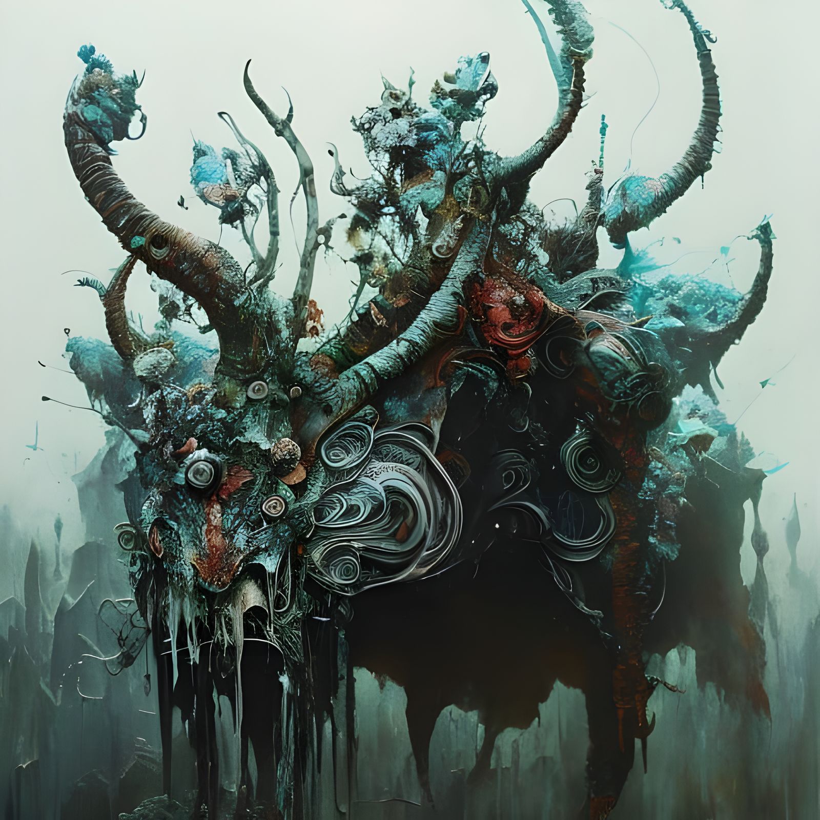 Amalgam of Animals as Intricate Gouache Painting