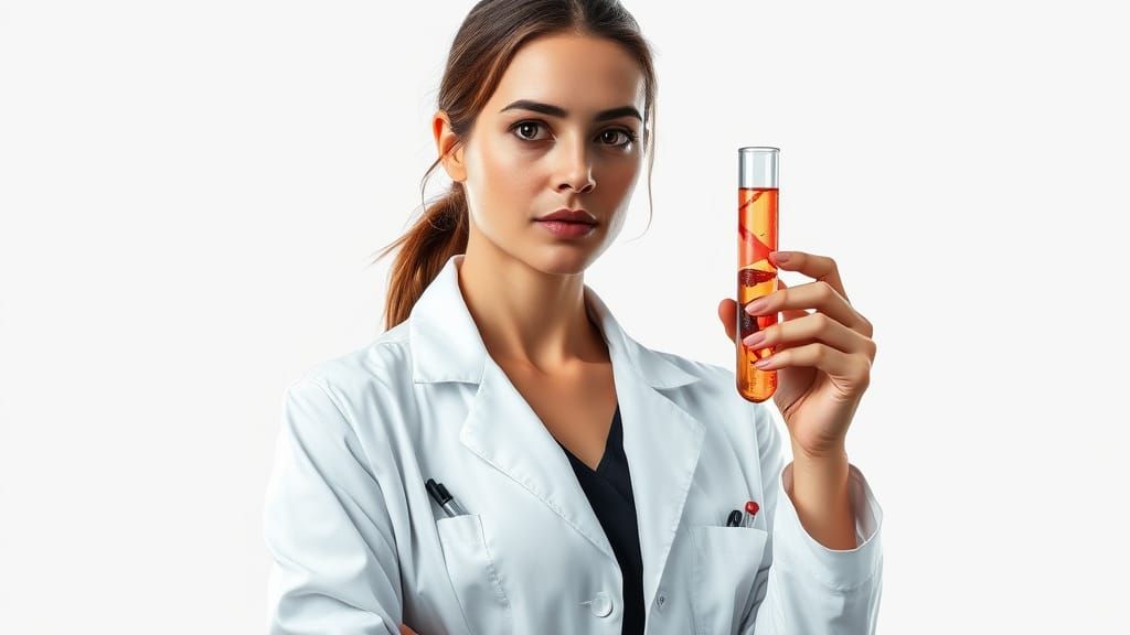 Modern Female Scientist in White Lab Coat
