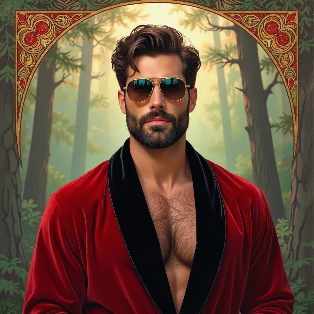 Impressionist Man in Velvet Bathrobe Portrait