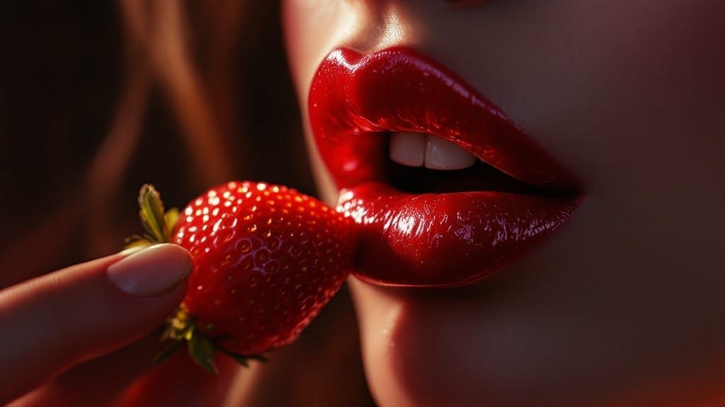 Strawberry Kiss: Hyperreal Fusion Art