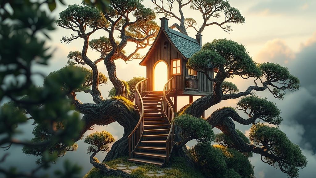 Whimsical Treehouse Portal in Enchanted Forest