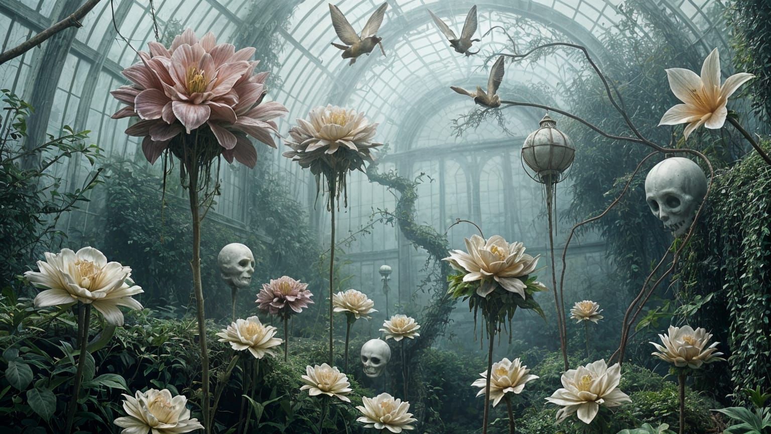 Surreal Dadaist Glasshouse Garden Dreamscape