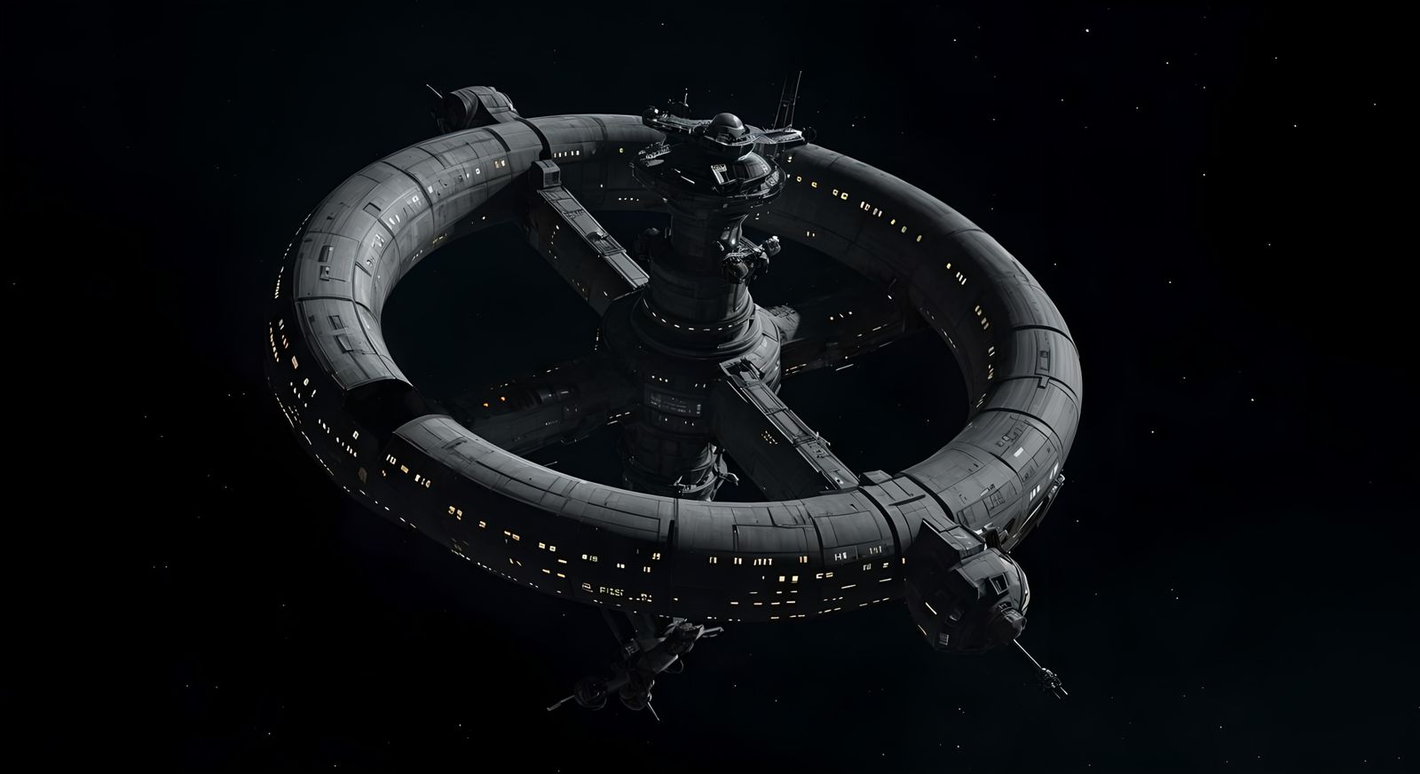 Toroid Freighter in Deep Black Space