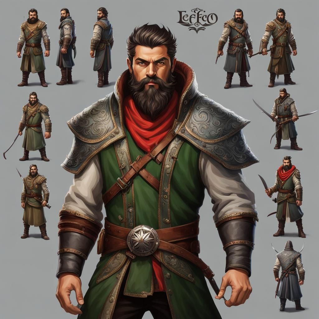 Half-Elf RPG Character with Rural Attire