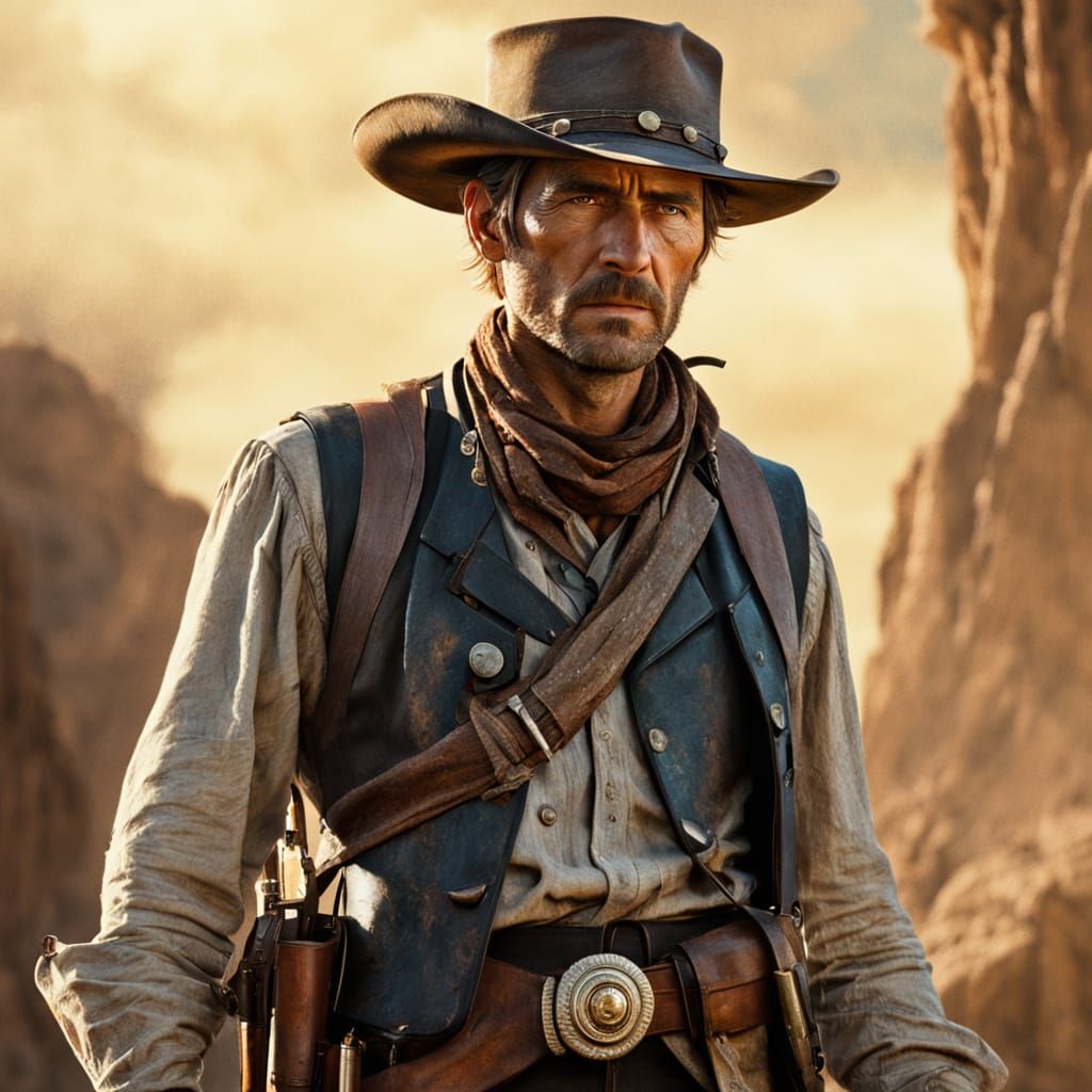 Yul Brenner as Gunfighter: Oil Painting Style