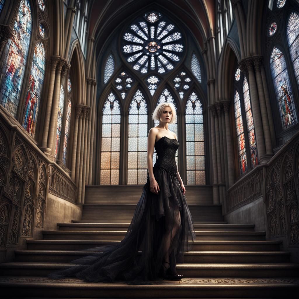 Gothic Bride in Black Wedding Dress