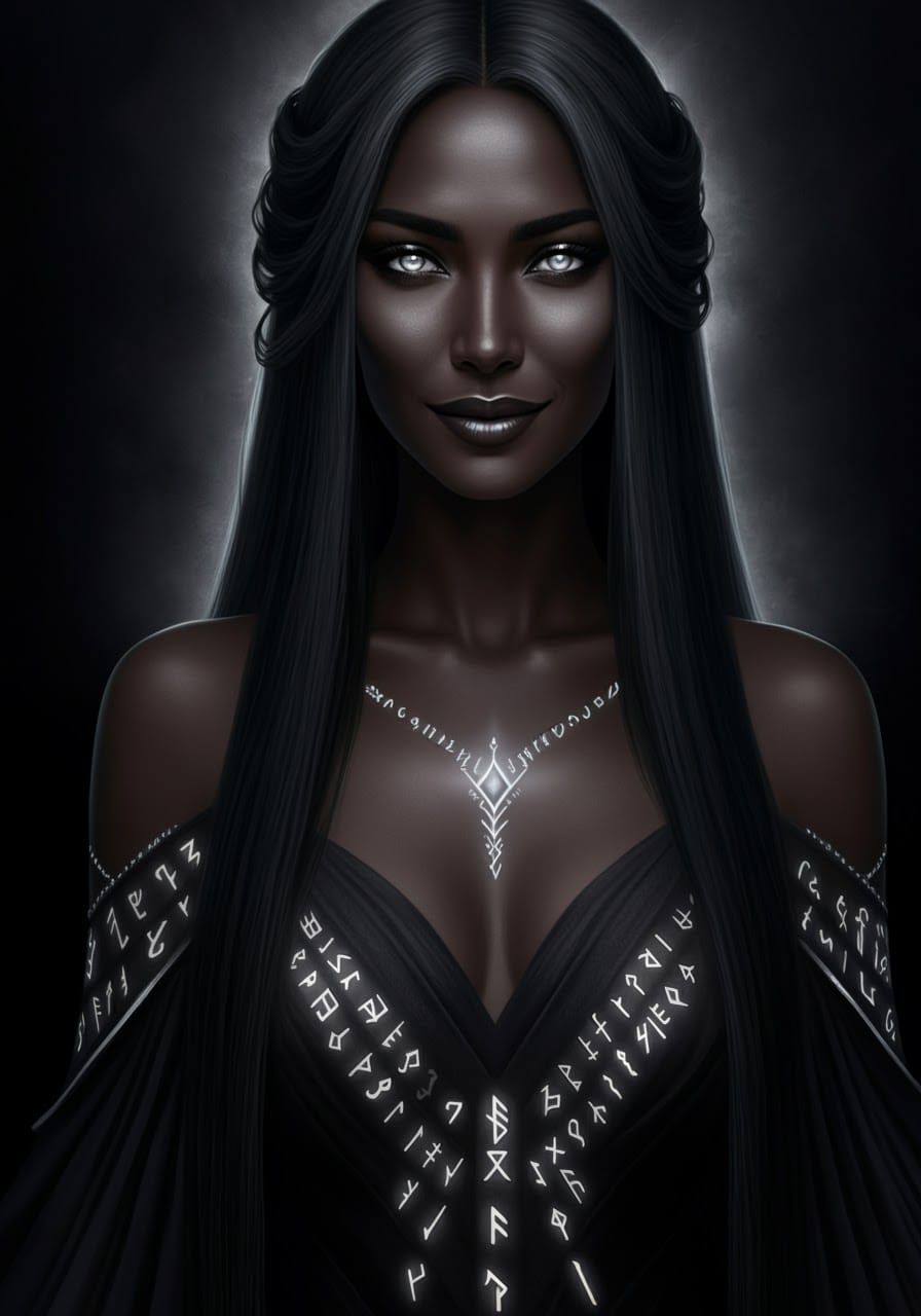 Ebony Queen with Silver Runes