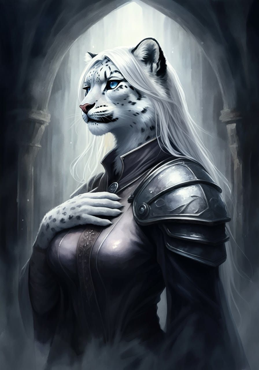 Majestic Snow Leopard in Watercolour Realism