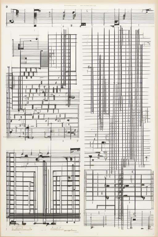 Abstract Graphic Score in Brutalist Style