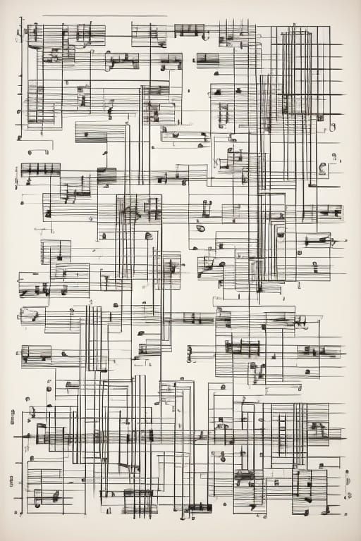 Complex Graphic Score in Futuristic Style