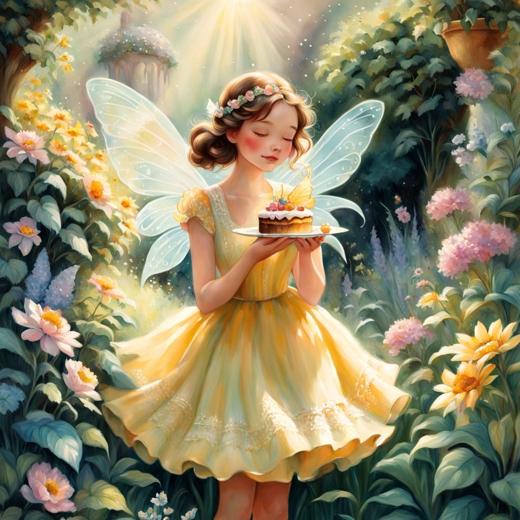 Whimsical Fairy in a Lush Garden