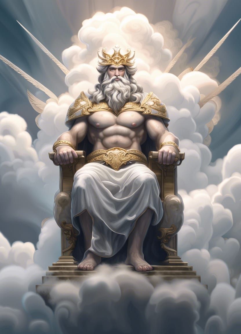 Zeus on Cloud Throne: Intricate HDR Digital Art