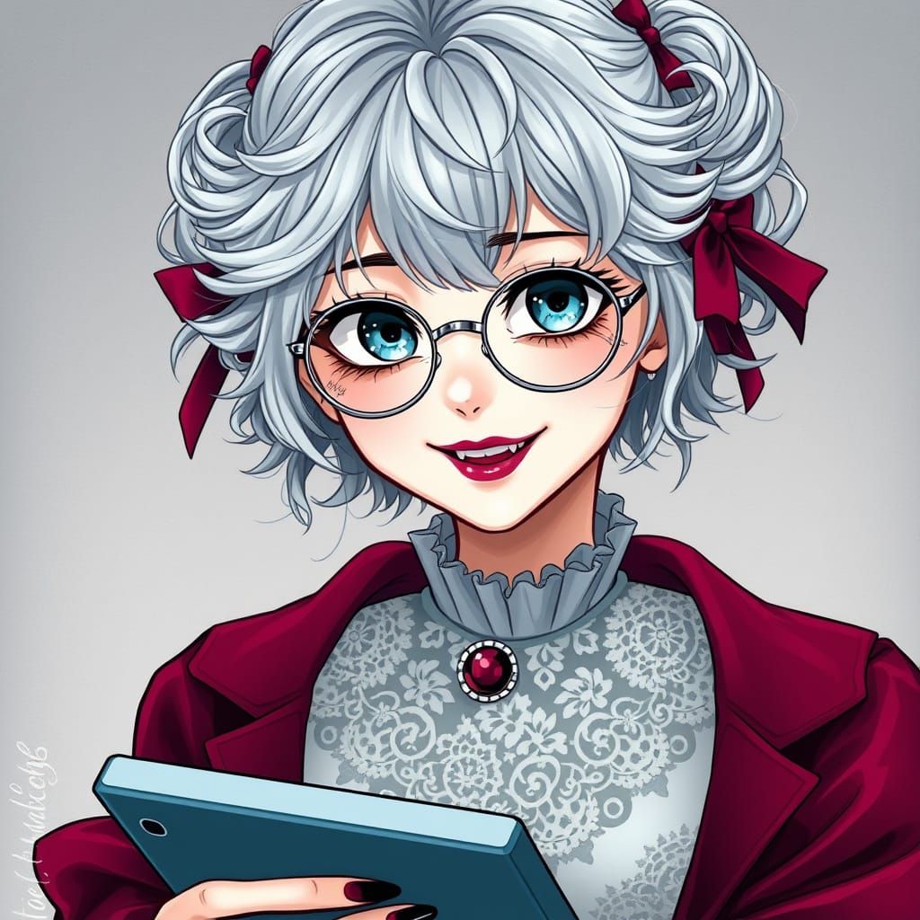 Enigmatic Vampire Maiden in Vibrant Japanese Manga Style