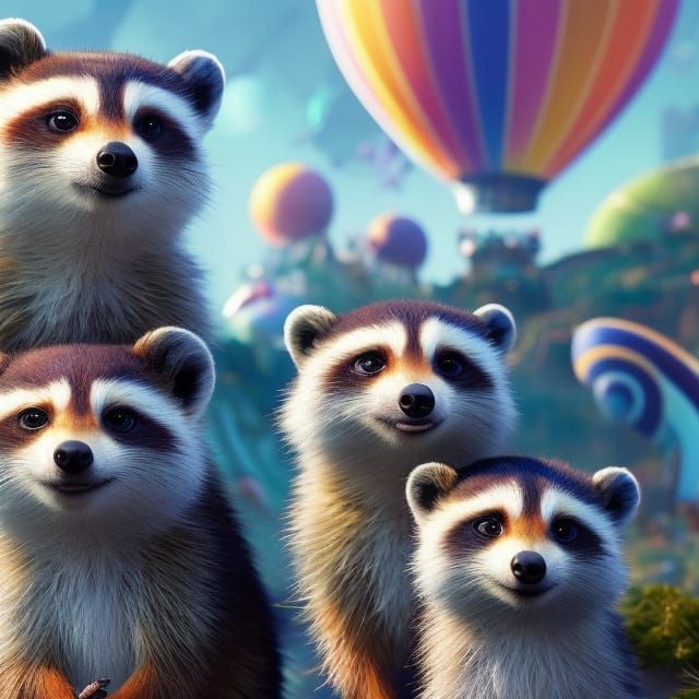 Whimsical Animals in Pop Art Action Painting