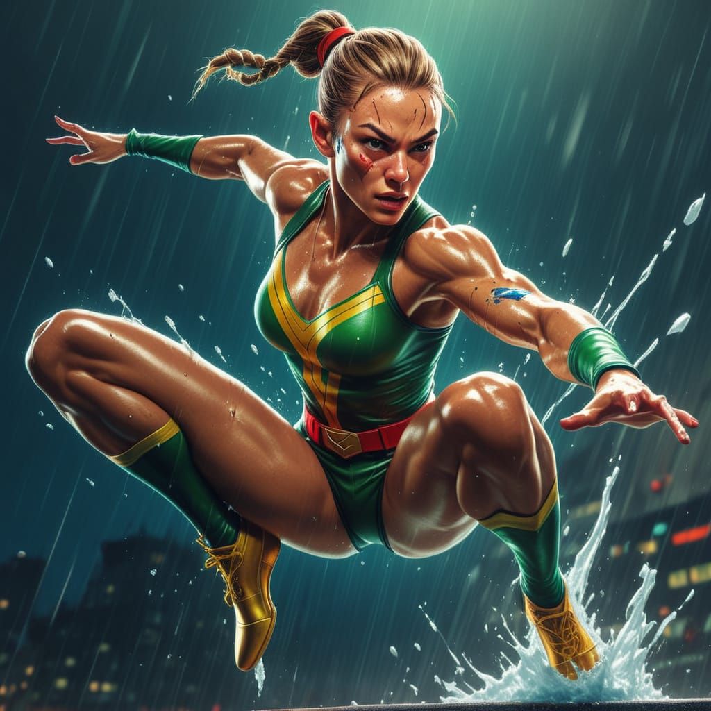 Woman Leaping in Dramatic Dance of Death